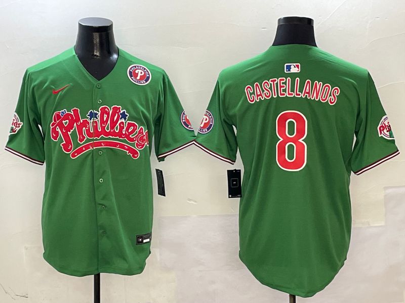 Men Philadelphia Phillies #8 Castellanos Green Fourth generation Joint Name Nike 2025 MLB Jersey style 6->philadelphia phillies->MLB Jersey